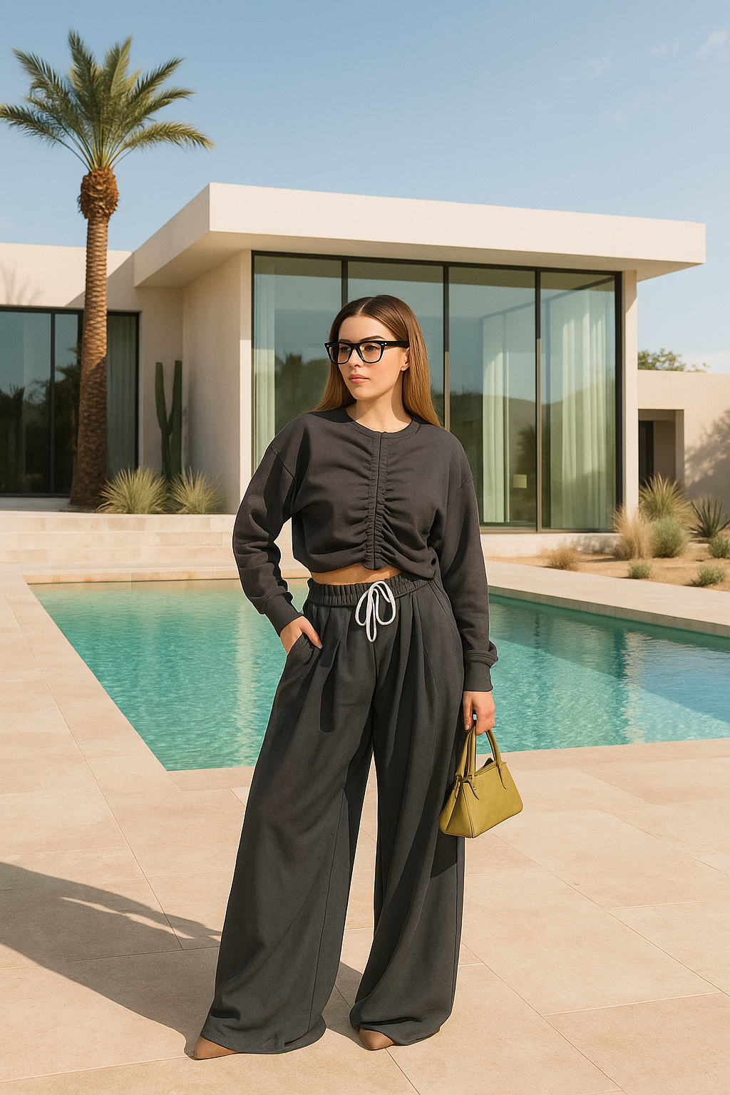 Ayse Büzgülü  oversized takim - Antrasit