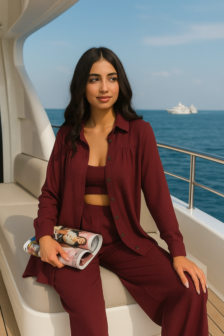 Luna Pure Sofi Keten İkili Takım - Bordo